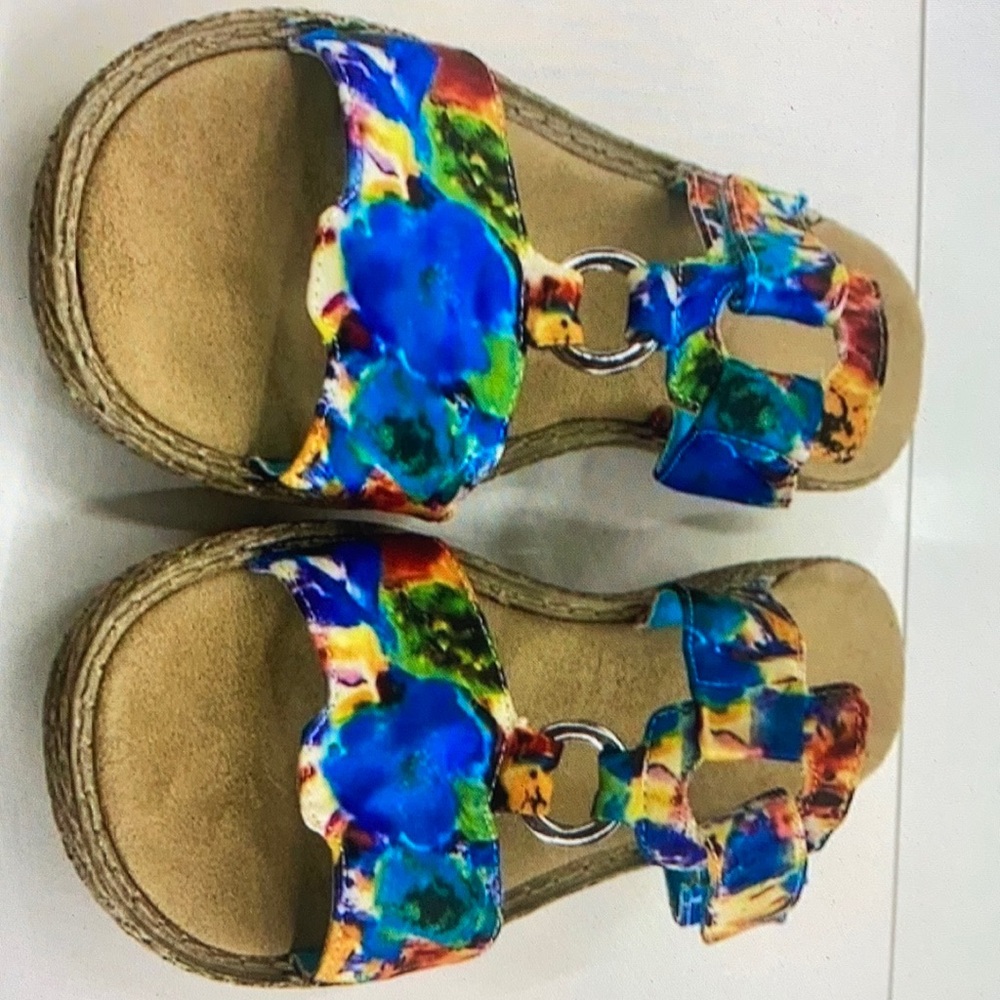 Rieker colorful floral pattern sandals flip flop size 8.5